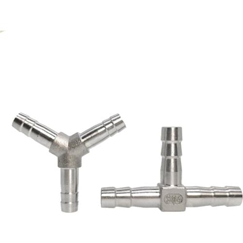 4/6/8/10/12/13/14/15/16/20/25mm Hose Barb Tee Y Shape 3 Ways Hosetail Splicer Splitter 304 Stainless Water Gas Fuel