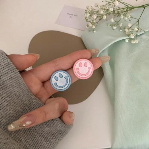 Korean Sweet Little Fresh Candy Color Smiley Face Earrings Cute Girl Spring And Summer New Hypoallergenic Women Ear Clips