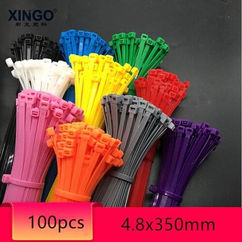 Xingo 4.8x350mm Self locking Nylon Cable Zip Ties 250pcs Plastic Colored Cable Zip Tie UL Rohs Approved Loop Wrap Bundle Ties