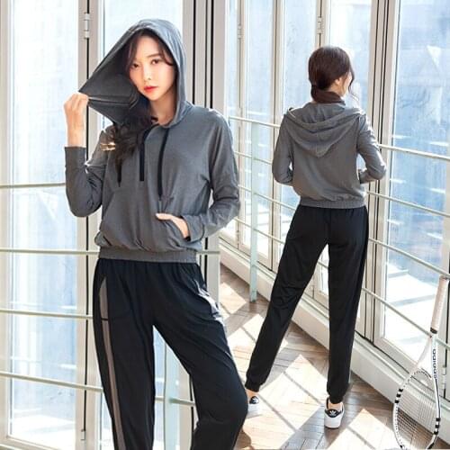 Women Sportswear Sweatsuit Quickly Dry Hoodie Sweatshirt+sweatpant Jogger Training Workout Casual Gym Outfit Yoga Set Sport Suit