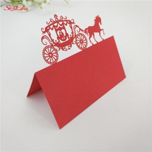 10/50/100pcs Party Decor Place Cards Laser Cut Hollow Pattern Wedding carriage Shape Wedding Event Table Name Card 9X9cm 7z