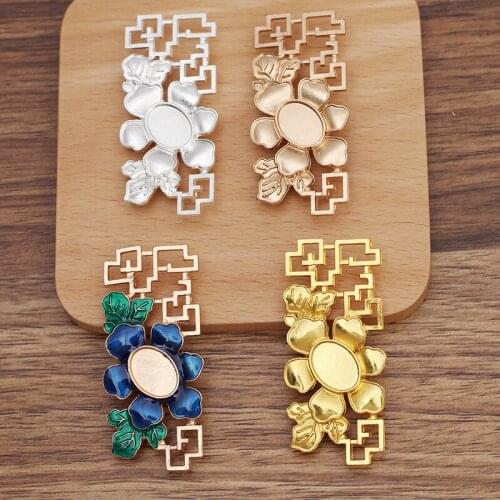 10 Pieces/Lot 59*26mm Metal Flower Pendant Base Hair Accessories Vintage Tiaras DIY Jewelry Making