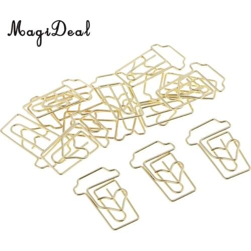12PCS/Pack Golden Paper Clips Christmas Ornaments Coffee Cups Shape for Office Home Stationery Accessories
