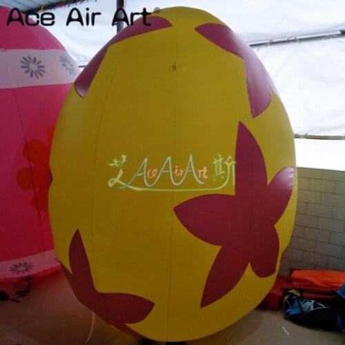2.4m H oxford outdoor Colorful giant inflatable Easter egg,colored eggs with red maple leaf logo for decoration