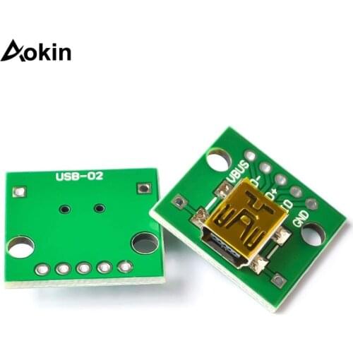 20pcs Mini Micro USB to DIP 2.54mm Adapter Connector Module Board Panel Female 5-Pin Pinboard 2.54mm Micro USB PCB Type Parts