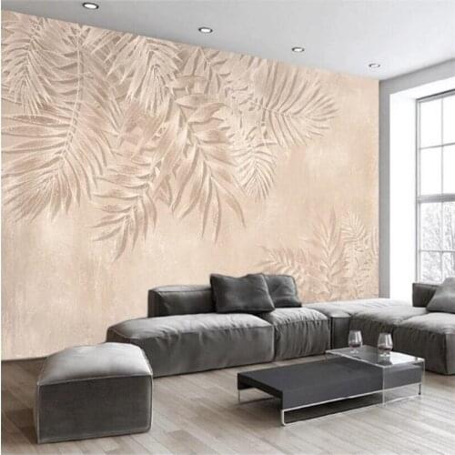 Milofi customized 3D printing European-style hand-painted brown banana leaf rainforest plant living room background wall