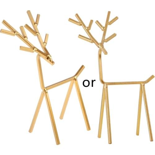 3D Golden Deer Jewelry Display Stand Necklace Earrings Organizer Tree Geometric Deer Tower Rack for Rings Bracelets