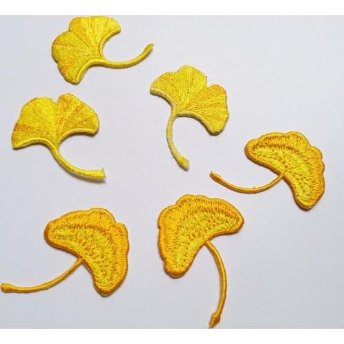 6pcs/set maple leaf patches for clothing 3D golden leaves embroidered Patches DIY iron on parches Embroidery leaves appliques