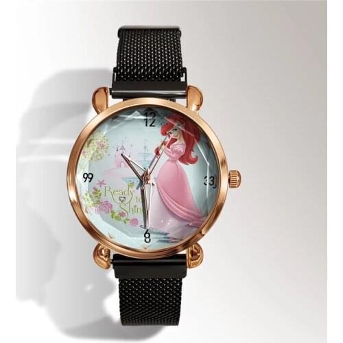 Reloj Mujer 3D Anime Cartoon Watch Casual Quartz Women Watches Rose Gold Magnetic Metal Wristwatches Relogio Feminino Gift