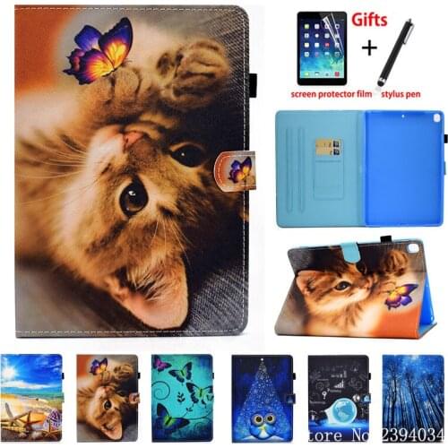 Funda For iPad 7th Generation Case Cover 10.2 2019 For iPad Pro 10.5 Air 3 2019 Coque Cute printing protective Stand Shell +Gift