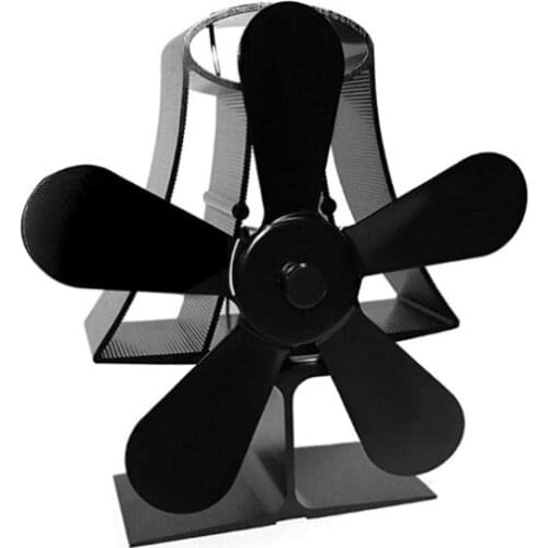 Black Fireplace 5 Blade Heat Powered Stove Fan Komin Log Wood Burner Eco Friendly Quiet Fan Home Efficient Heat Distribution