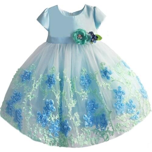 Kids Dress for Girls Lace Flower Wedding Tulle Elegant Princess Party Formal Gown Dresses for Children vestidos 2-7 years