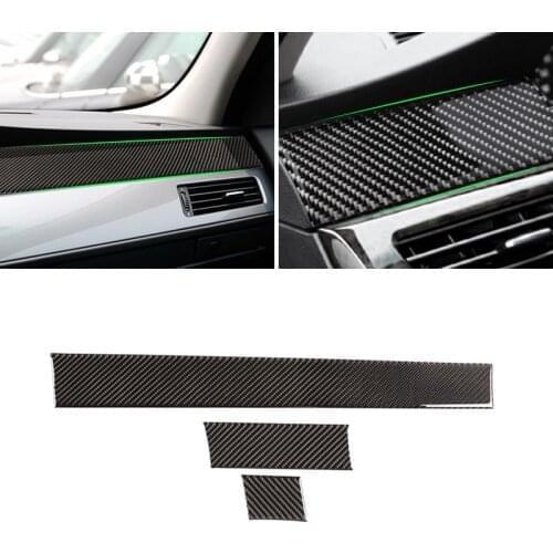 For BMW 5 Series E60 E61 2004 2005 2006 2007 2008 2009 2010 Carbon Fiber Center Control Side Dashboard Panel Strips Cover Trim