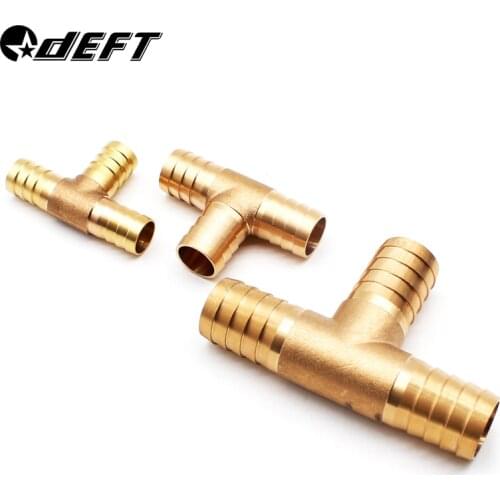 DEFT T-Shape Brass Tee Barb Hose Fittings 6mm 8mm 10mm 12mm 16mm 20mm 3 Way Hose Tube Barb Copper Barbed Coupling