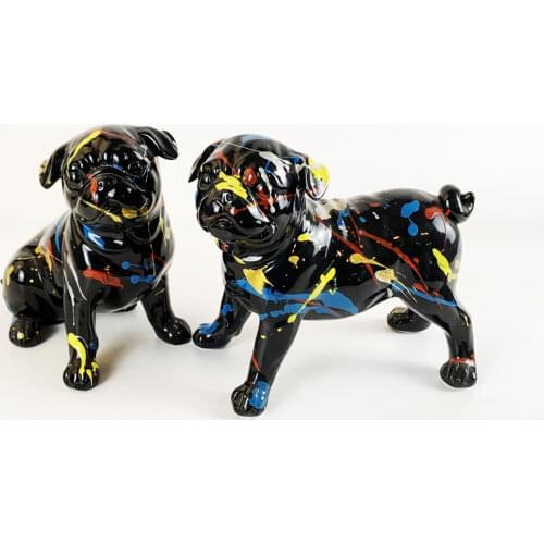 Graffiti Color Bago Dog Entrance Painted Simple Creative Entrance Wine Cabinet Office Decorations Resin Crafts Anime Decor