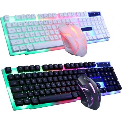 Gtx300 Keyboard and Mouse Set Punk Rainbow Backlight Keyboard Backlit Game USB Wired Suspension Keyboard and Mouse Set