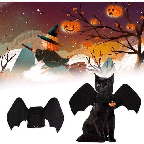 Halloween Cat Bat Wings Black Clothes Pets Party Cosplay Prop Outfits Lovely Costumes Funny Gifts For Small Dogs Halloween Decor