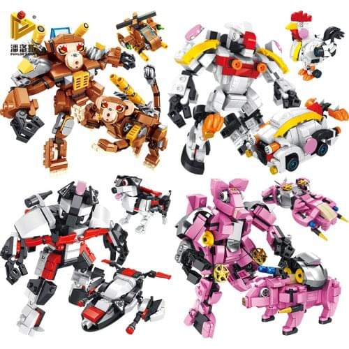 City Science Technology Series Educational Building Blocks Toys For Kids Boys DIY Birthday Present 3 Changes Zodiac Robot Models