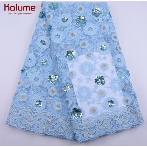 Kalume Sequins African Lace Fabric Soft French Milk Silk Lace Fabric Sequins Fashion Nigerian Tulle Lace Fabric For Party 2174