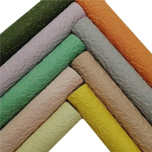 Lace Flowers Embossed Synthetic Leather Solid Faux Fabric Sheets Felt Backing Vinyl For Earrings bag Bows DIY 21X29CM GM2328A