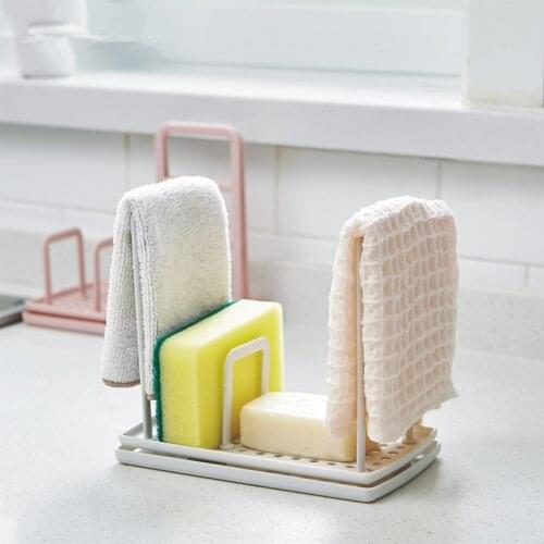 Kitchen Punch-free Countertop Storage Rack Kitchen Rag Hanger Sink Dishcloth Sponge Drain Rack Pool Rack
