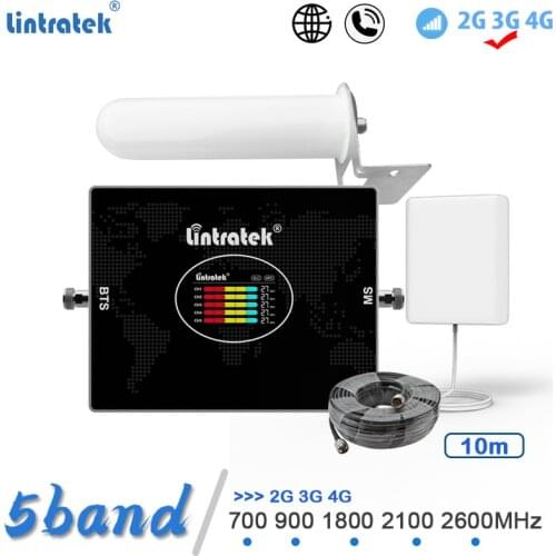 Lintratek Five 5Band 4G Signal Repeater LTE4G 1800 2600 2G 3G Amplifier CDMA 850 GSM 900 UMTS 2100 OmmiAntenna Cellular Booster