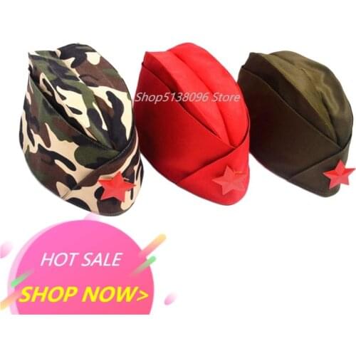 Fashion Military Hat Russian Army Cap Green Camo Badge Women Men Sailor Stage Performance Cosplay Hats Chinese Boat Cap LB