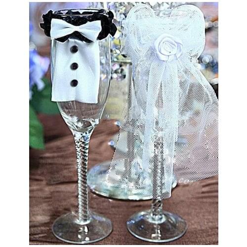 Fashion Hot Wedding Decoration New Year Christmas Wedding Party Decoration A Couple of Bridegroom Bride Type Wineglass Cover