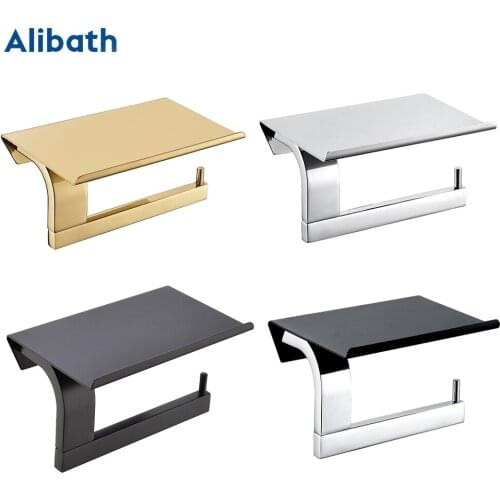 Wall Mounted Toilet Paper Holder Tissue Paper Holder Toilet Roll Dispenser With Phone Storage Shelf for Bathroom Accessories