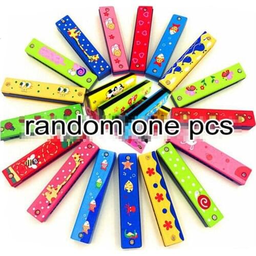 Novelty Developmental Education Wooden Kids Toy Painted Instruments Baby Double Row Childrens Double Harmonica