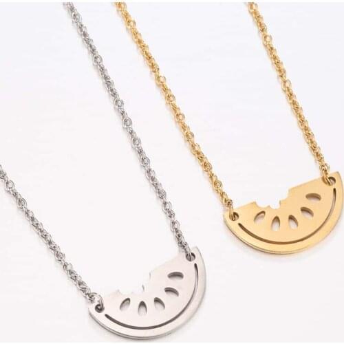 Dropship Trendy Stainless Steel Necklace For Women Lovers Gold And Silver Color Watermelon Pendant Necklace Engagement Jewelry
