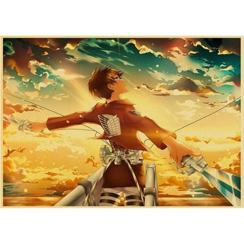 Attack On Titan Retro Anime Poster And Prints Classic Japanese Animation Canvas Painting HD Home Bar Decoration Wall Art Picture