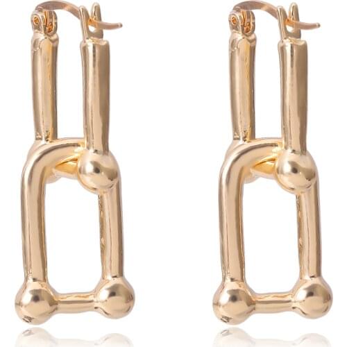 Ingemark Korean Geometric Lock Clip Earrings Women Statement 2020 Punk Small Gold Color Piercing Clip on Earrings Party Jewelry