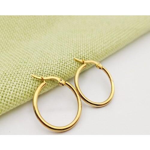 Gold Color Multiple Sizes Stainless Steel Hoop Earrings Big Circle Round Ear Rings for Women Girls Steampunk Jewelry Gifts