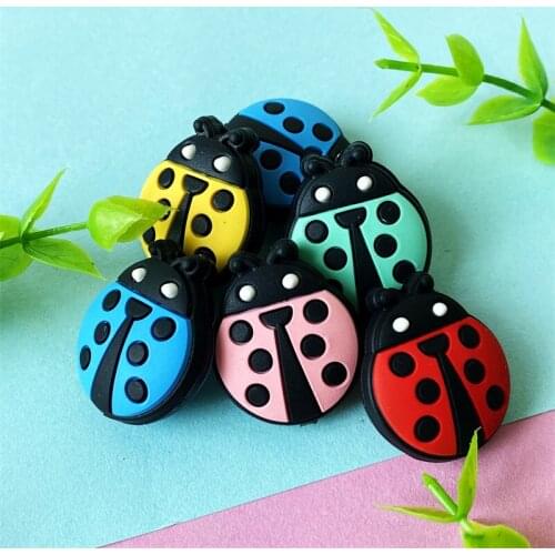 50/100/200pcs BPA Free Cartoon Ladybug Shape Silicone Beads DIY Making Teething Necklace Accessories Toy