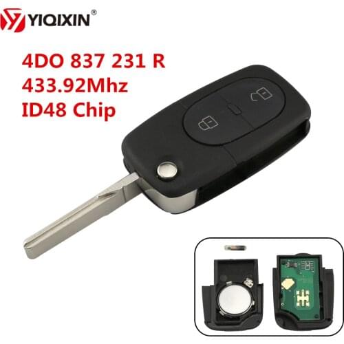 YIQIXIN 433.92Mhz 2 Button Folding Flip Remote Car Key With ID48 Transponder Chip For Audi A2 A3 A4 A6 A8 TT RS4 4DO 837 231 R