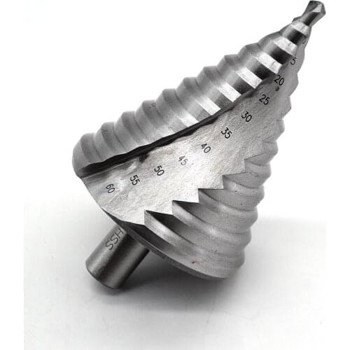 6-60MM HSS 4241 Spiral Flute Step Drill Bit 12 Steps 13mm Shank Increment Steel Step Cone Drill Bit Hole Cutting Twist Drilling