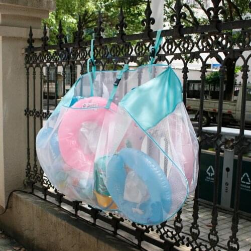 Swimming Pool Storage Bag Large Capacity Foldable Hanging Storage Mesh Bag For Pool Inflatable Sports Ball Toys Swimming Ring
