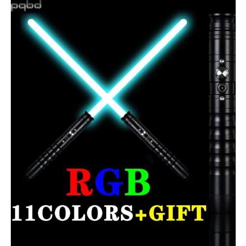 Pqbd Lightsaber RGB Metal Handle 11 Colors Changes and 2 Sets Sounds Flashlight Laser Saber for Children Light Toy Gift