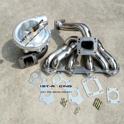 T76 T4 turbine .81 A/R Comp .80 A/R Oil Cooled 900+HP Turbocharger & Exhaust Manifold For Toyota Supra 1JZGTE 1JZ JZX100 VVTI