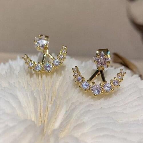 XIYANIKE Shiny Rhinestone Arched Moon Earrings 2020 Korean Fashion New Elegance Golden Earrings Cute Stud Sweet Jewelery Women