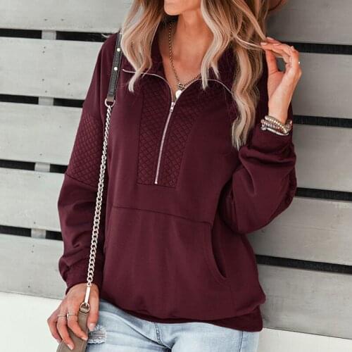 New Winter Zipper Lapel Collar Warm Pullover Sweatshirts Women Casual Autumn Long Sleeve Loose Hoodies Ladies Streetwear Outwear