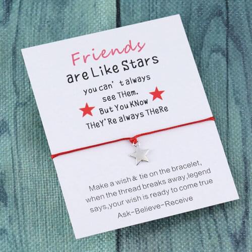 Star Wish Bracelet Friends Are Like Stars Good Friends Star Charm Bracelet for Women Men Girls Friendship Wish Jewelry Gift