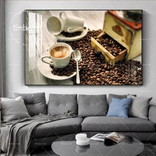 1 Pieces Modern Artworks For Kitchen Coffee And Coffee Bean Food Wall Art Pictures Dinning Room Posters Home Decor Painting