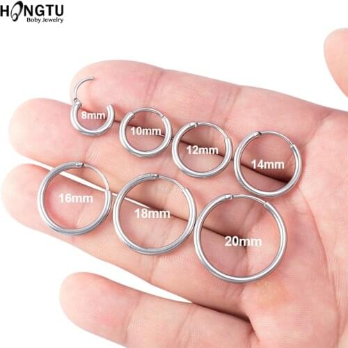 1Pc Stainless Steel 18G Sleeper Hoop Earrings Women Men Septum Hinged Clicker Daith Nose Ring Helix Cartilage Tragus Piercing