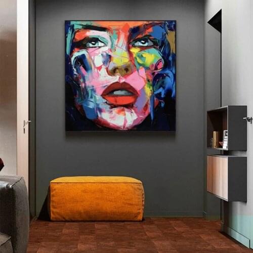 100%Hand Painted Francoise Nielly Knife Canvas Painting Abstract Portrait Face Oil Painting Figure Wall Art Pictures Home Decor