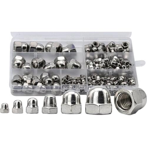 190Pcs Acorn Nut M3 M4 M5 M6 M8 M10 M12 Stainless Steel Hexagon Dome Cap Nut Blind Nut Assortment Kit