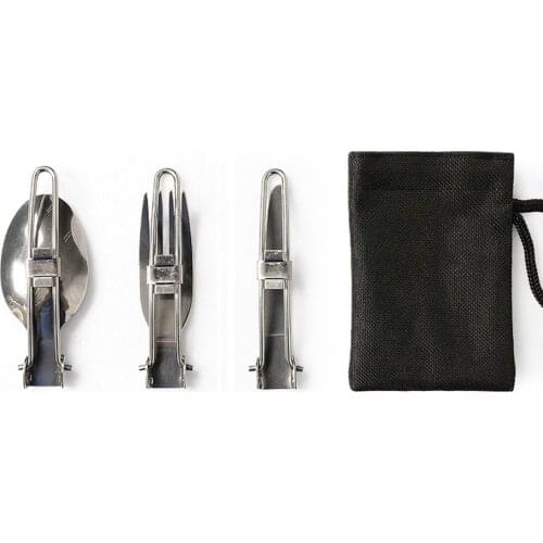 3PCS/1SET Portable Outdoor Camping Picnic Cutlery Set Folding Fork Scoop Knife Stainless Steel Cutlery Food Bento Accessories