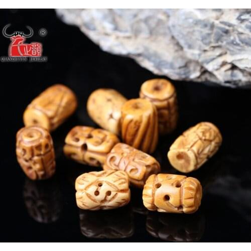 5PCS yak bone bead hand-chain necklace DIY scatter beads Handmade Carved Retro Fabric beads 9mmX13mm Tibetan style hole 1.5mm