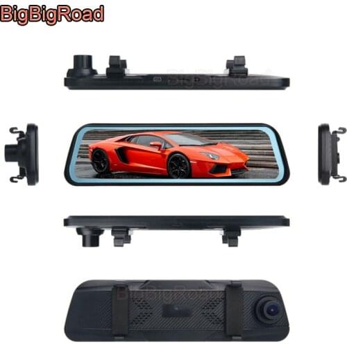 BigBigRoad Car DVR Dash Cam Camera Stream RearView Mirror IPS Screen For Toyota Innova Sequoia Verso iQ YariS Auris Avensis Aygo